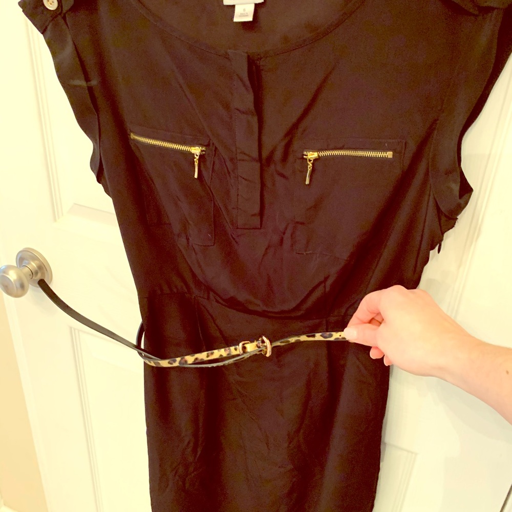 WORTHINGTON black sleeveless dress leopard belt